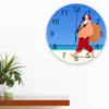 Wall Clocks Christmas Beach Santa Claus Round Desktop Digital Clock Non-ticking Creative Childrens Room Watch