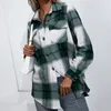 Kvinnorjackor Spring Autumn Women Coats Casual Loose Vingage Long Sleeve Shirts Turn-Down Collar Single Breasted Outerwear Plaid