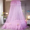 Cama de tule elegante para crianças Dome Rede de cama Dossel Circular Rosa Cúpula Redonda Rede Mosquiteira para Duas Camas Queen King9111403303p