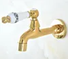 Bathroom Sink Faucets Golden Brass Wall Mount Mop Faucet Out Door Garden Pool Toilet Single Cold Water Taps Dav152