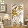 Adesivos de parede estilo europeu adesivo de porta 3D flores cisne PVC autoadesivo quarto el decalques papel de parede de luxo 230720