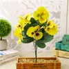 Decorative Flowers Artificial Flower Five-Fork Garden Home Decoration Fake Plant Silk Simulation Bonsai Living Room Wedding Supplies