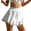 Kjolar Cugoao Solid Double Layer Tennis Skorts för kvinnor Aktiv mode Badminton Golf kjolar Träning Sport som kör sportkläder 230720