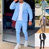 Survêtements pour hommes Gdybao bleu ciel vêtements de travail veste pantalon ensemble décontracté simple mode tendance hip-hop salopette jeunesse sport costume S-3xl