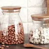 Bottiglie di stoccaggio 2 pezzi Barattolo per snack Contenitore in vetro Tè Trasparente Barattoli per caramelle Contenitori per alimenti Coperchio