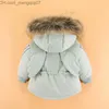 Manteau en duvet manteau enfants vêtements d'hiver ensemble 30 degrés veste combinaison bébé garçon Parka vraie fourrure fille enfant en bas âge épais chaud ensemble Snowsuit 221121 Z230721