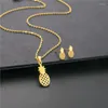 Collana Orecchini Set Ananas tropicale Bijoux Femme Catena in acciaio inossidabile Ananas Ciondolo Donna Frutta Gioielli