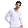 Men's Body Shapers Mens Shaper Slimming Shirt Compression Vest Elastic Slim Shapewear Loing Sleeve