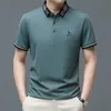 Polos masculinos hazzys verão negócios de alta qualidade manga curta camisa de lapela colar homem moda moda impressão casual golfe wear camisetas 230720