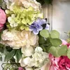 15インチの人工花輪玄関の花輪人工レインボーアジサイの吊り下げ屋内屋内屋外窓壁Q08239U