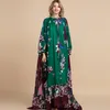 Fashion Designer Loose Maxi Dress Women's Split Sleeve Floral Print Holiday Party Vintage Long Dress168M