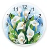 Horloges murales moderne horloge fleur blanc vert feuilles libellule PVC décor à la maison chambre silencieux Oclock montre pour salon