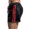 Shorts pour hommes hommes décontracté en cuir PU séchage rapide maillots de bain poche sport salle de sport lâche course troncs planche de natation surf