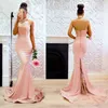 Spring Summer party sexy sleeveless neck pink dress bag hip long skirt birthday banquet host dress prom reception costume2913