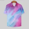 Koszulki męskie kolorowe szczotkę nadruk swobodne koszule Modern Art Beach koszula hawajskie trendów bluzki mens grafika plus rozmiar 3xl 4xl L230721