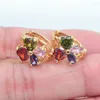 Hoop Earrings Women Gold Color Fashion Multicolor Cubic Zirconia CZ Flower Huggie Earring Jewelry