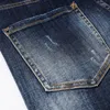 Mannen Jeans Retro Blue Ripped Designer Jean Mannen Broek Straat Gat Brief Patchwork Noir Homme 2023 Hip Hop Punk motorfiets