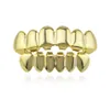 Hip Hop Gold Teeth Grillz Top Bottom Grills Dental Mouth Punk Teeth Caps Cosplay Party Tooth Rapper Jóias Presente 233Q