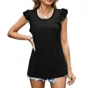 Women's T Shirts F42F Women Babydoll Blouses O-Neck Tunic Top Summer Loose Puff Tops Casual