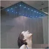 Pommeaux De Douche De Salle De Bains Pas Besoin De Batterie 24X31 Pouces Colorf Led Tête D'arrosage Contrôle De La Température 3 Changement De Couleur Éclairage De La Salle De Bain Dhg7Q