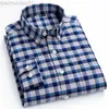 Men's Casual Shirts Men's Casual Button Down Brushed Cotton Shirt Long Sleeve Standard-fit Comfortable Thick Gingham Plaid Flannel Shirts L230721