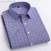 Men's Casual Shirts Plus Large Size 6XL 5XL 100% Cotton Men's Plaid Shirts Short Sleeve Thin Summer Luxury Standard Fit Checked Casual Shirt For Men L230721