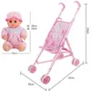 Tools Workshop Creative Simulation Doll Trolley Funny Girl Toy Children Foldable Hand Push The Doll Stroller Christmas 230720