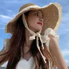 Chapeaux à large bord 2023 mode femmes été pliable chapeau de soleil grande plage dames Chapeau Femme dentelle bord paille