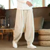 Men's Pants Chinoiserie Summer Large Martial Arts Training Wide Leg Loose Bloomers Cotton Linen Clothes for Men 230720