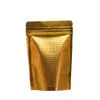 100 pz / lotto 10 15 cm oro goffrato superficie zip pacchetto pacchetto borsa stand up risigillabile chiusura lampo sacchetto di imballaggio conservazione degli alimenti borsa in mylar wi242m