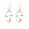 Dangle & Chandelier Fashion Pierced Face Earrings Personality Exaggerated Girl Metal Silhouette Student Daily Jewelry Gift185W