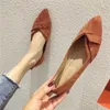 Chaussures Habillées Printemps Automne Femmes Appartements Caramel Couleur Noir Bout Pointu Chaussures À Talons Plats pour Dames Marron Appartements Pour Femmes Pliable 33 34 32 45 L230721