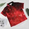 Erkekler Sıradan Gömlek Kırmızı Galaxy Sky Tatil Gömlek Kuzey Amerika Bul Nebula Hawaii Rahat Gömlek Moda bluzları kısa kollu özel giyim artı boyutu L230721