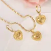 18 K Solid Gold GF Necklace Earring Set Women Party Gift Dubai Love Heart Crown Jewelry Set Bridal Party Gift Diy Charms Girls268Q