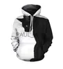 Moletom Masculino Moda Quente Preto e Branco Gato 3D Moletom Com Capuz Pulôver Masculino Feminino Casual Streetwear Casual Preto Plus Size Hoodies x0720