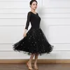 Stage Wear Valse Ballroom Competition Dress Standard Dance Performance Costume Femmes Élégant Noir Robe De Soirée Club Tenues