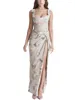 Two Piece Dress Stylish Satin For Women - Vintage-Inspired Backless Spaghetti Strap Perfect Summer Parties And Cocktail