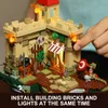 Action Toy Figures Funwhole Lighting Building Bricks Set Castle on The Cliff LED Light Construction Model 1044 Pcs for Adults and Teen 230721