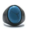 Cool Big Blue Stone Ring 316L Rostfritt stål eller Black Rock Party Gift 264S