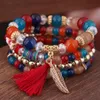 2019 Bohemian 4pcs Set Wing Charm Beads Bracelets для женщин Crystal Stone Multlayer Women Bracelet Sets Ювелирные ювелирные изделия253W