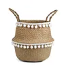 Storage Baskets Home Foldable Natural Seaweed Woven Basket Household Toy Rattan Wicker Decorative Laundry