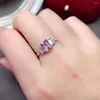 Pierścienie klastra Olśniewającego srebrnego pierścienia ametystów do codziennego zużycia 5 mm 7 mm 0,8ct Naturalne lutowe urodziny 925 Biżuteria