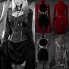 Vestidos casuais 2023 medieval retrô gola alta manga longa veludo rebite oco vestido cauda de andorinha feminino primavera verão