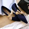 Klädskor 2022 grunt kvinnors plattskor balett andningsbar stickad zapatos de pekade bow mary jane kvinna skor gravida skor båtskor l230721