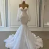 Elegantes vestidos De novia De sirena blanca, vestidos De novia, cuentas, apliques De encaje, vestido De matrimonio árabe nigeriano, bata De Mariee3113