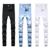 Heren Jeans Man Wit Mid Hoge Taille Stretch Denim Broek Gescheurd Skinny Voor Mannen Jean Casual Mode Pant241Q