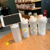 Weingläser Daisy Frosted Stroh Glas Wasserflasche Mode Große Kapazität Flaschen Outdoor-Sport Tragbare Studen Drinkware Tour