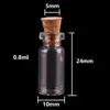 100pcs 10 24 5mm 0 8ml Mini Transparent Glass Bottles Tiny Jars Vials With Cork Stopper DIY Craft289N
