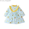 Flickans klänningar Girl's Dresses Girl Summer Dress Toddler Children Children Sunflowers Print Söta vinterkläder Princess 2021 Z230721