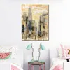 Landscape Canvas Abstract Art Manhattan Gray and Gold I Hand Painted Artwork Romantic House Decor